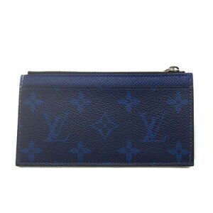 Louis Vuitton Card Holder Coin Canvas Daiga Monogram Leather Cobalt Blue